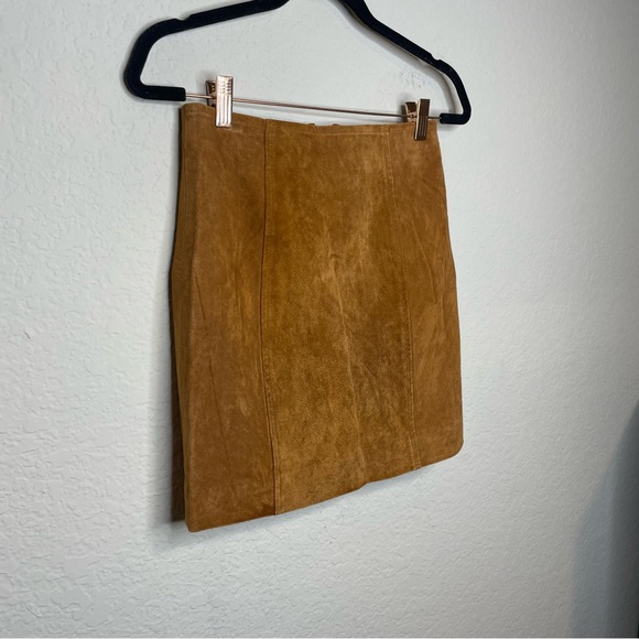Revolve Capulet Tan Suede Leather Two-Way Zip Mini Skirt Size X-Small - Picture 9 of 10